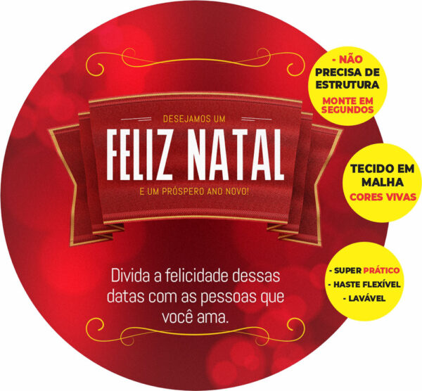 Painel Redondo 3D Natal Abre Fácil Tecido 1,50m X 1,50m