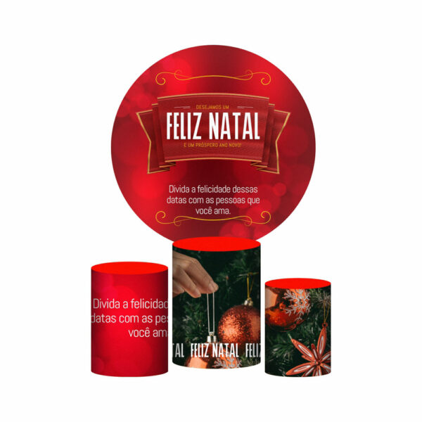 Trio Capa Cilindro + Painel Redondo 3D Natal 1,50m Veste Fácil