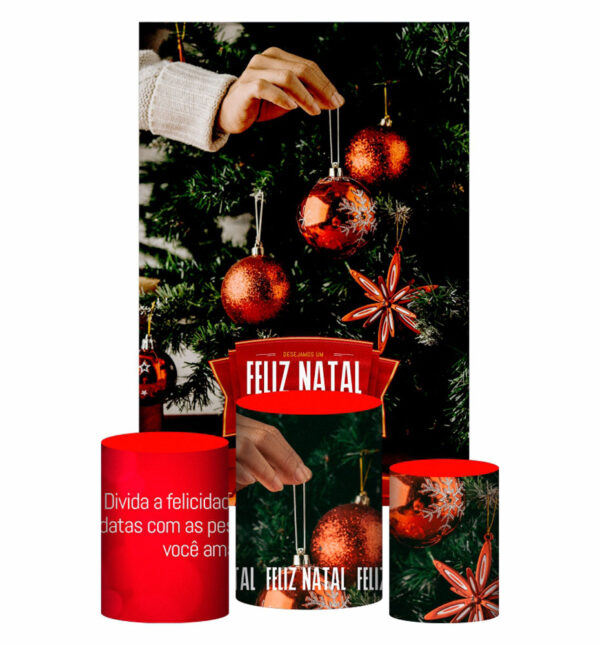 Kit Casado Natal Trio Capa Cilindro Retangular Tecido