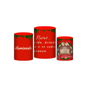 Trio Capa Cilindro Natal 3D Em Tecido Com Elástico