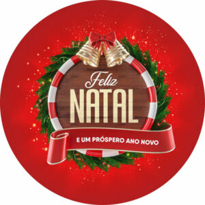 Painel Redondo 3D Natal Tecido Sublimado 1,50m x 1,50m