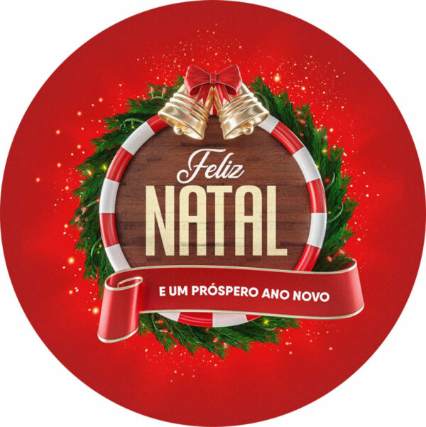 Painel Redondo 3D Natal Tecido Sublimado 1,50m x 1,50m