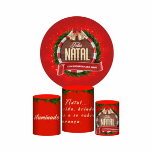 Trio Capa Cilindro + Painel Redondo 3D Natal 1,50m Veste Fácil