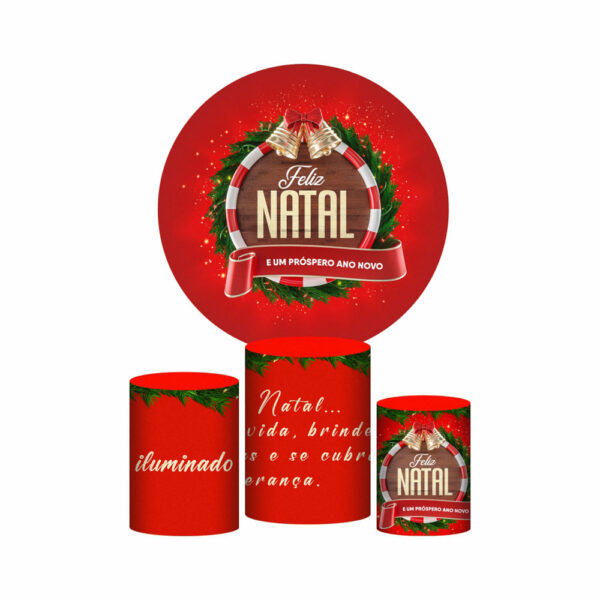 Trio Capa Cilindro + Painel Redondo 3D Natal 1,50m Veste Fácil