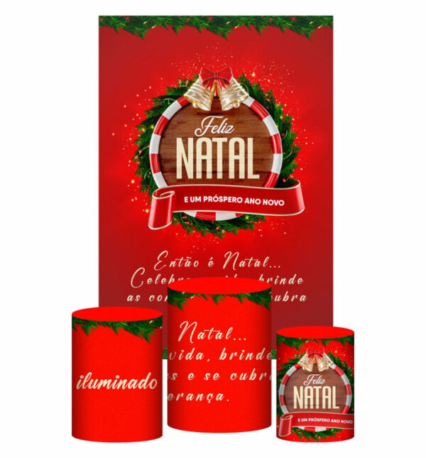 Kit Casado Natal Trio Capa Cilindro Retangular Tecido