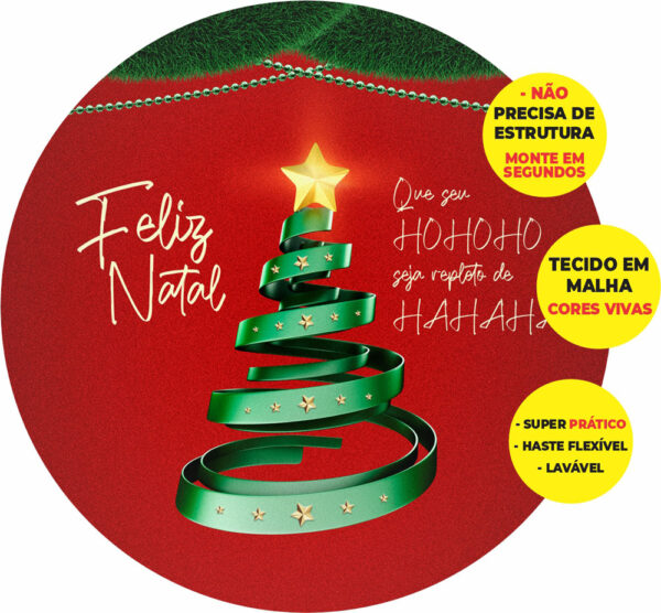Painel Redondo 3D Natal Abre Fácil Tecido 1,50m X 1,50m
