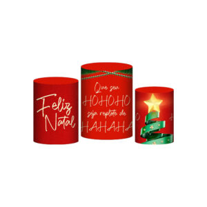 Trio Capa Cilindro Natal 3D Em Tecido Com Elástico