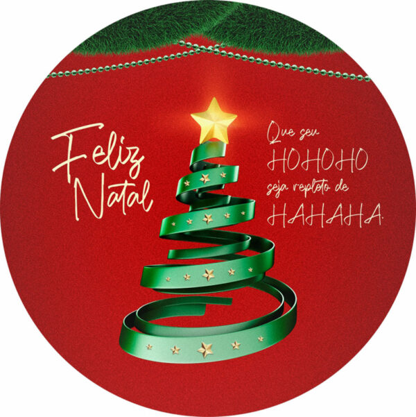 Painel Redondo 3D Natal Tecido Sublimado 1,50m x 1,50m