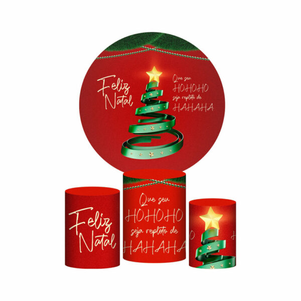 Trio Capa Cilindro + Painel Redondo 3D Natal 1,50m Veste Fácil