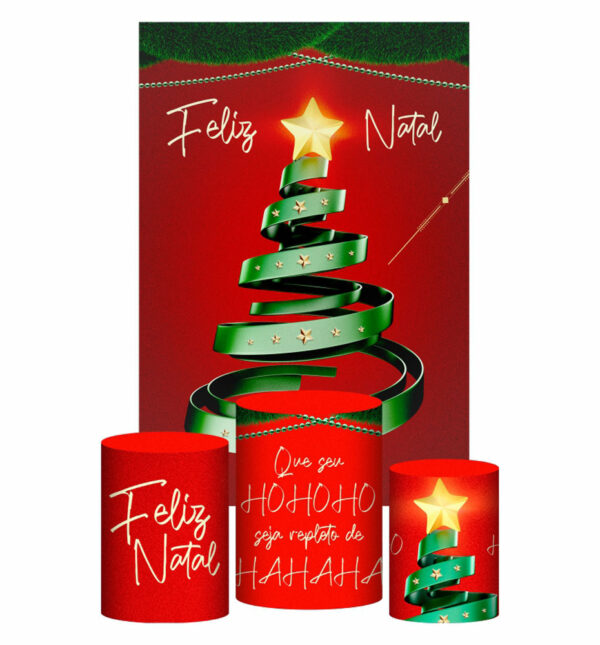 Kit Casado Natal Trio Capa Cilindro Retangular Tecido