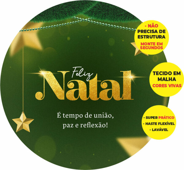 Painel Redondo 3D Natal Abre Fácil Tecido 1,50m X 1,50m