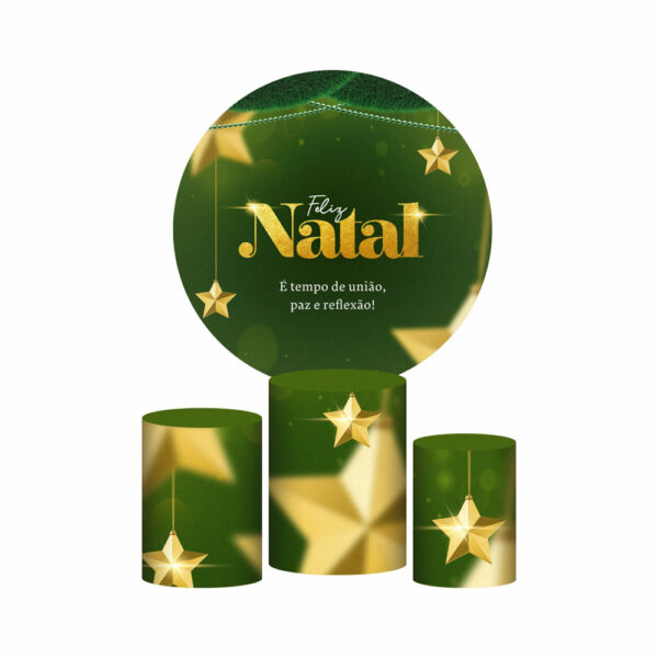 Trio Capa Cilindro + Painel Redondo 3D Natal 1,50m Veste Fácil