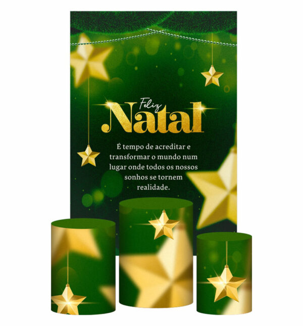Kit Casado Natal Trio Capa Cilindro Retangular Tecido