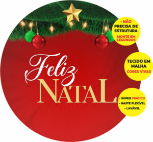 Painel Redondo 3D Natal Abre Fácil Tecido 1,50m X 1,50m