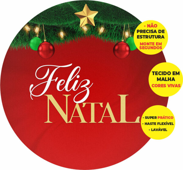 Painel Redondo 3D Natal Abre Fácil Tecido 1,50m X 1,50m