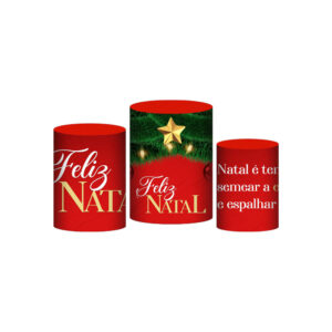 Trio Capa Cilindro Natal 3D Em Tecido Com Elástico