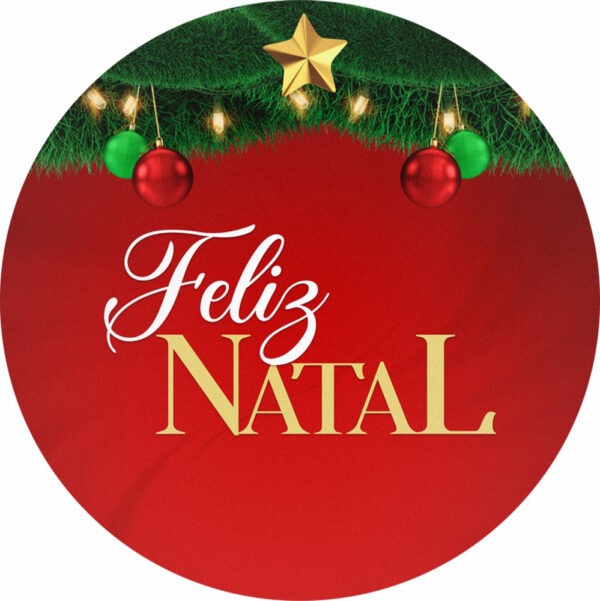 Painel Redondo 3D Natal Tecido Sublimado 1,50m x 1,50m