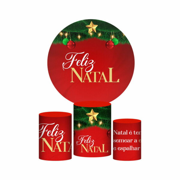 Trio Capa Cilindro + Painel Redondo 3D Natal 1,50m Veste Fácil