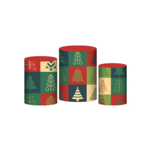 Trio Capa Cilindro Natal 3D Em Tecido Com Elástico