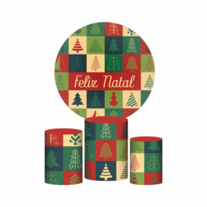 Trio Capa Cilindro + Painel Redondo 3D Natal 1,50m Veste Fácil