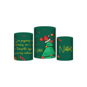 Trio Capa Cilindro Natal 3D Em Tecido Com Elástico