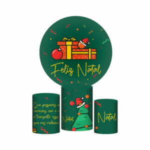 Trio Capa Cilindro + Painel Redondo 3D Natal 1,50m Veste Fácil
