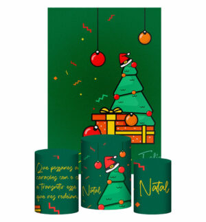 Kit Casado Natal Trio Capa Cilindro Retangular Tecido