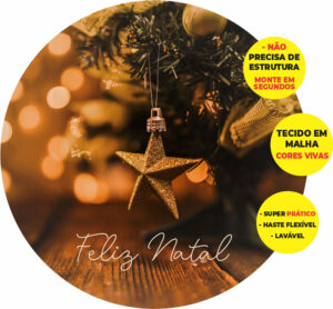 Painel Redondo 3D Natal Abre Fácil Tecido 1,50m X 1,50m