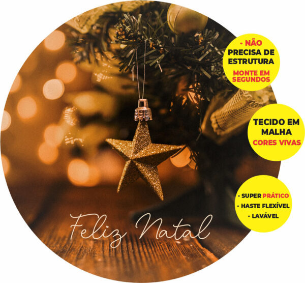 Painel Redondo 3D Natal Abre Fácil Tecido 1,50m X 1,50m