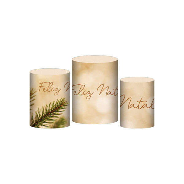 Trio Capa Cilindro Natal 3D Em Tecido Com Elástico