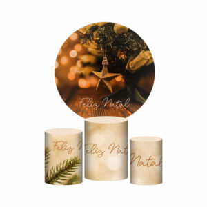 Trio Capa Cilindro + Painel Redondo 3D Natal 1,50m Veste Fácil