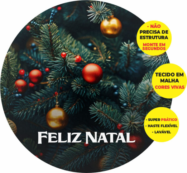 Painel Redondo 3D Natal Abre Fácil Tecido 1,50m X 1,50m