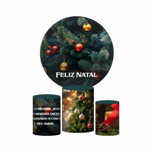 Trio Capa Cilindro + Painel Redondo 3D Natal 1,50m Veste Fácil