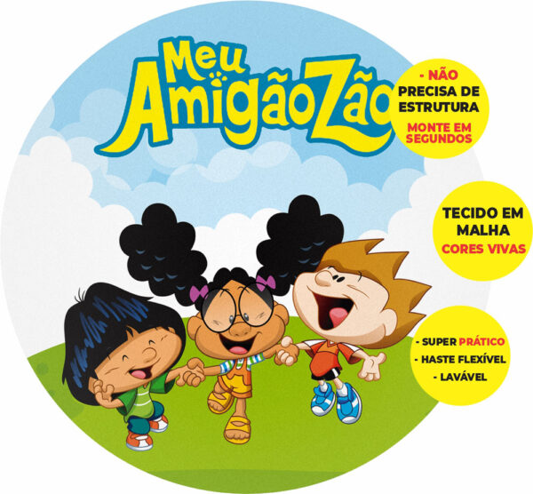 Painel Redondo 3D Meu Amigãozão Abre Fácil Tecido 1,50m X 1,50m