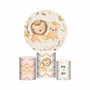 Trio Capa Cilindro + Painel Redondo 3D Leãozinho 1,50m Veste Fácil