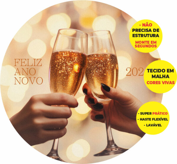 Painel Redondo 3D Natal Abre Fácil Tecido 1,50m X 1,50m