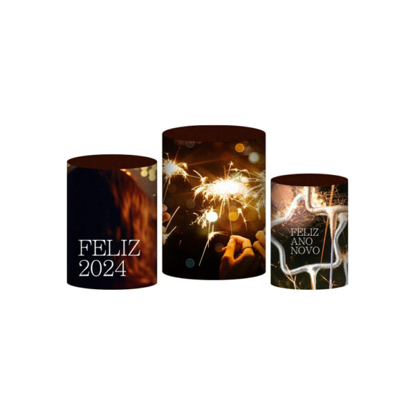 Trio Capa Cilindro Natal 3D Em Tecido Com Elástico