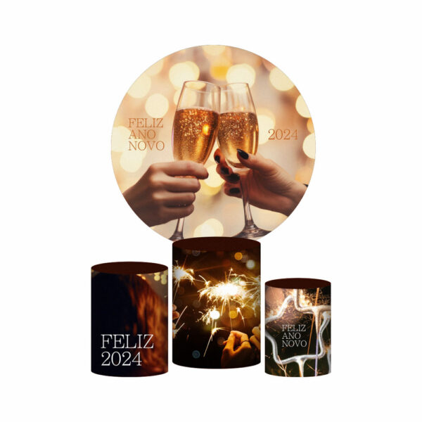 Trio Capa Cilindro + Painel Redondo 3D Natal 1,50m Veste Fácil