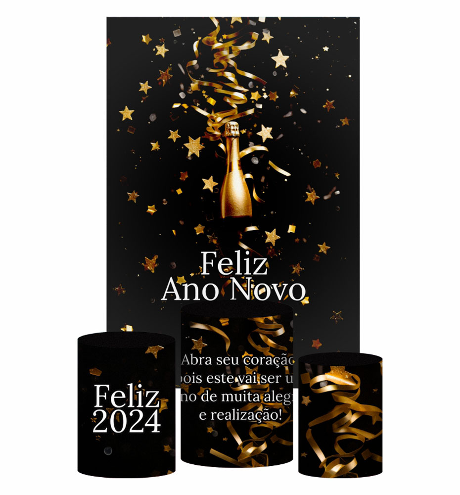 Kit Casado Ano Novo Trio Capa Cilindro Retangular Tecido