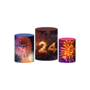 Trio Capa Cilindro Ano Novo 3D Em Tecido Com Elástico