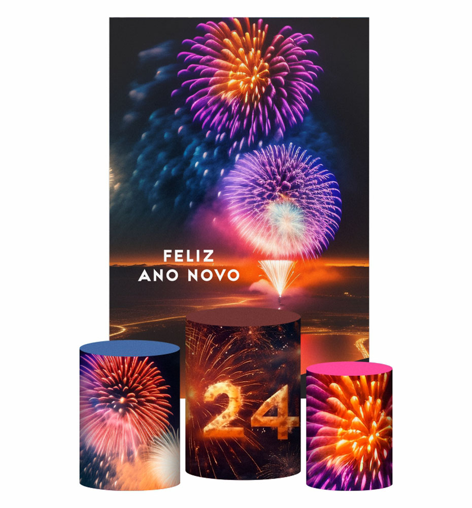 Kit Casado Ano Novo Trio Capa Cilindro Retangular Tecido