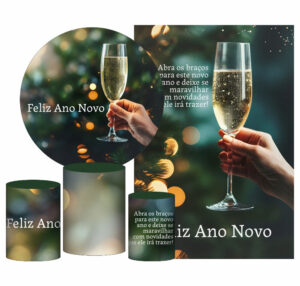Kit Casado Ano Novo Painel Redondo Trio Capas Cilindro Retangular Vertical Em Tecido