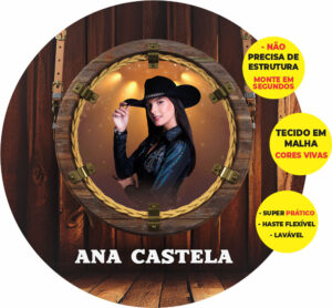 Painel Redondo 3D Ana Castela Abre Fácil Tecido 1,50m X 1,50m