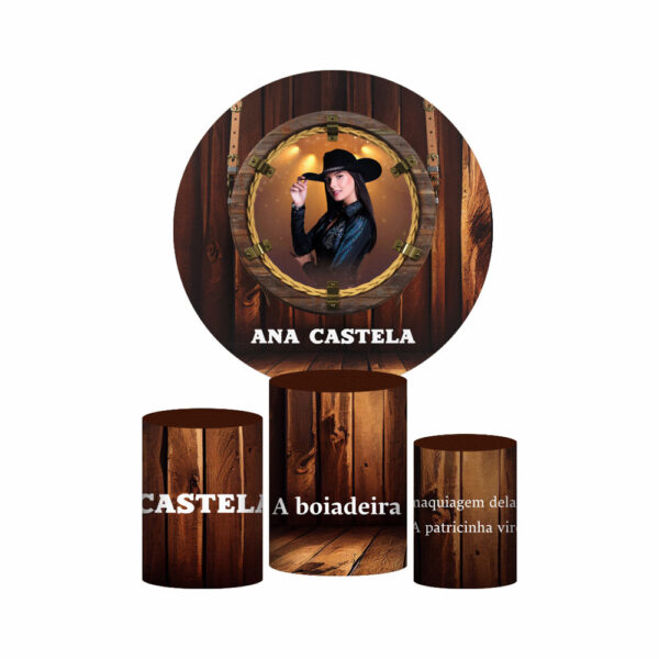 Trio Capa Cilindro + Painel Redondo 3D Ana Castela 1,50m Veste Fácil
