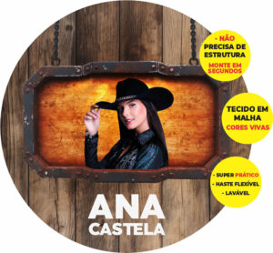Painel Redondo 3D Ana Castela Abre Fácil Tecido 1,50m X 1,50m