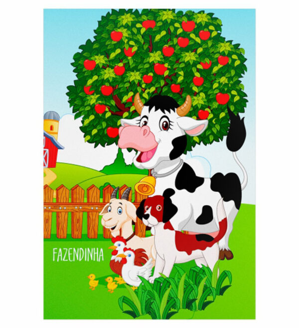 Painel de Festa Retangular 3D Fazendinha casadinho 1,50m x 2,20