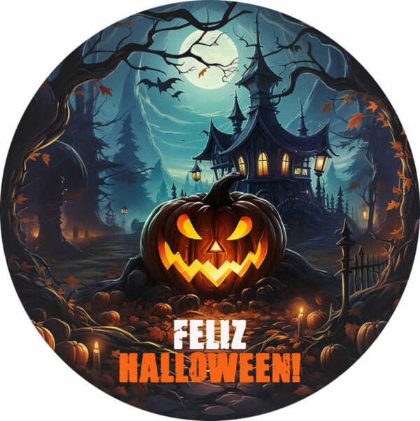 Painel Redondo 3D Halloween Tecido Sublimado 1,50m x 1,50m
