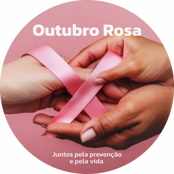 Painel Redondo 3D Outubro Rosa Tecido Sublimado 1,50m x 1,50m