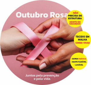 Painel Redondo 3D Outubro Rosa Abre Fácil Tecido 1,50m X 1,50m