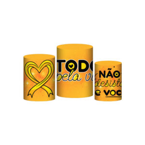 Trio Capa Cilindro Setembro Amarelo 3D Em Tecido Com Elástico